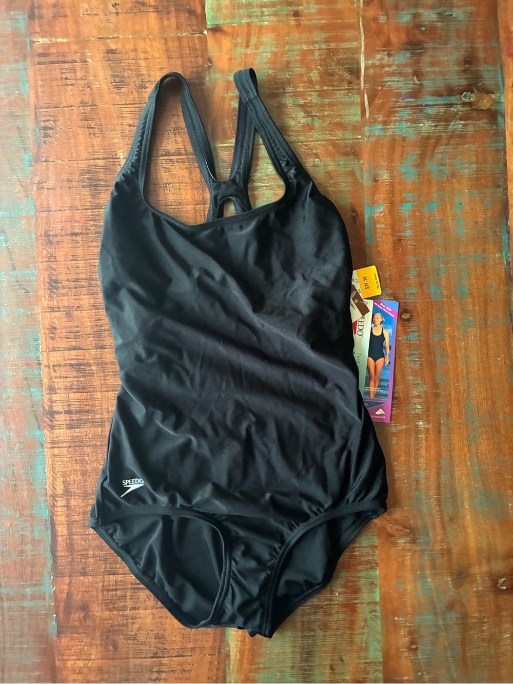 Vintage NWT Speedo Black One Piece Swimsuit Size 14 Ultraback LYCRA